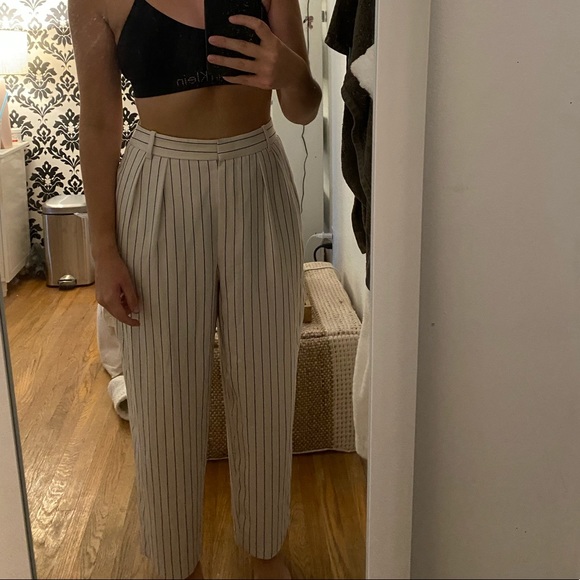 Aritzia black and white striped straight leg pant - Picture 1 of 5
